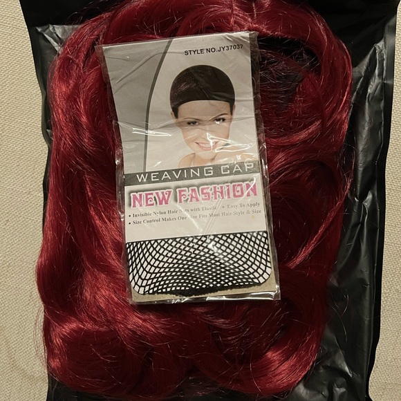 MORTICIA Long Curly Wavy Red Hair Cosplay Halloween Costume Wig W/ Mesh - Picture 8 of 10